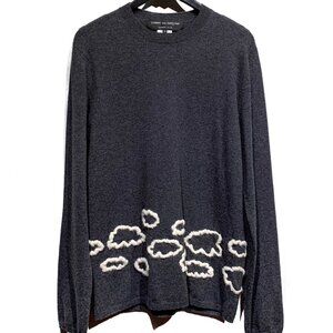 Comme Des Garçons Charcoal Ivory Embroideries Wool Sweater